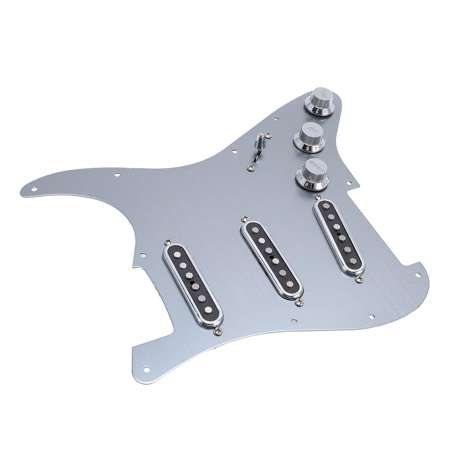 Golpeador SSS de Aleación de Aluminio, Golpeador de Guitarra con 11 Agujeros, Protectores de Púas de Guitarra Monobobina de Aleación de Aluminio, Reemplazo de Placa Rayada, Cargado SSS