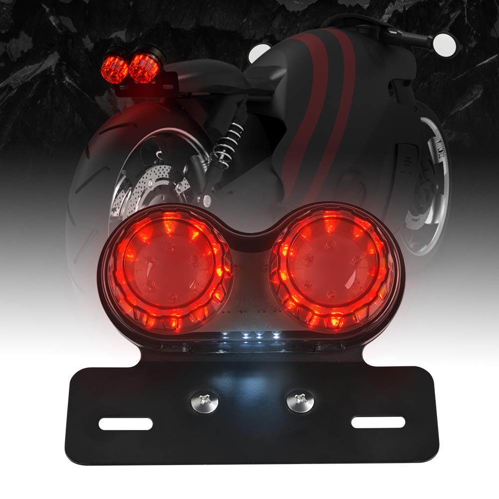 Motorcycle Tail Light with Turn Signals, Running Brake Lamp LED with License Plate Bracket for Harley Yamaha Honda Kawasaki