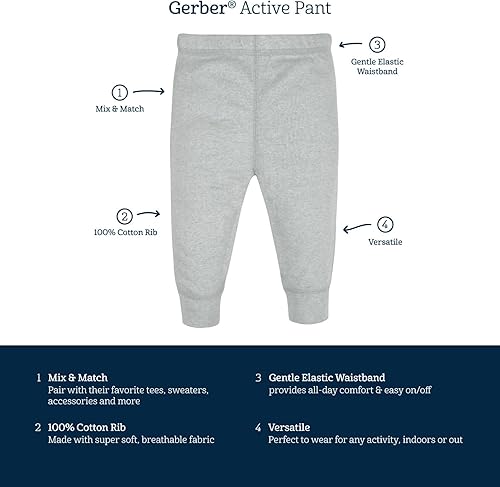 Miniatura 6 de Gerber Baby Boys' Multi-Pack Pants