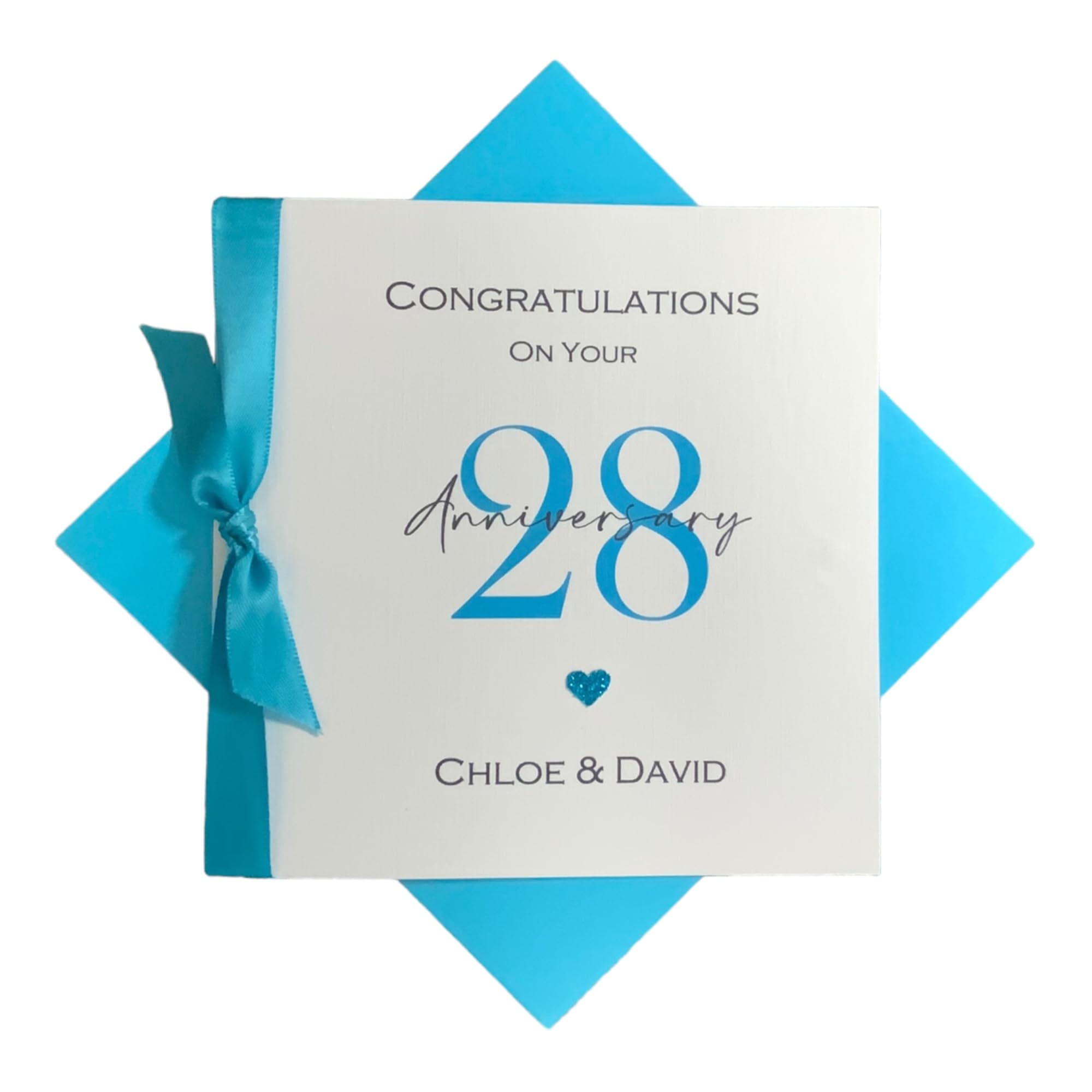 28th Wedding Anniversary Card - Orchid 28 Year Twenty Eighth Anniversary Greeting Card, Personalised Gift for Wife, Husband, Parents, Couple Friends - (Ribbon Number)