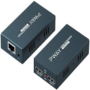 PWAY PW-HT225PIR HDMI Extender 195ft/60m Transmission over Single Cat5e/6/7 Full HD 1080P Support IR Control Loop out 3D EDID Function