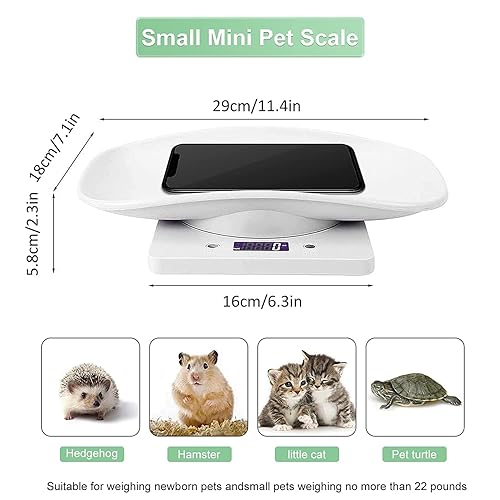 Miniatura 3 de Báscula digital para mascotas, báscula LCD multifunción con cinta métrica, báscula digital para animales pequeños para pesar, báscula de bebé