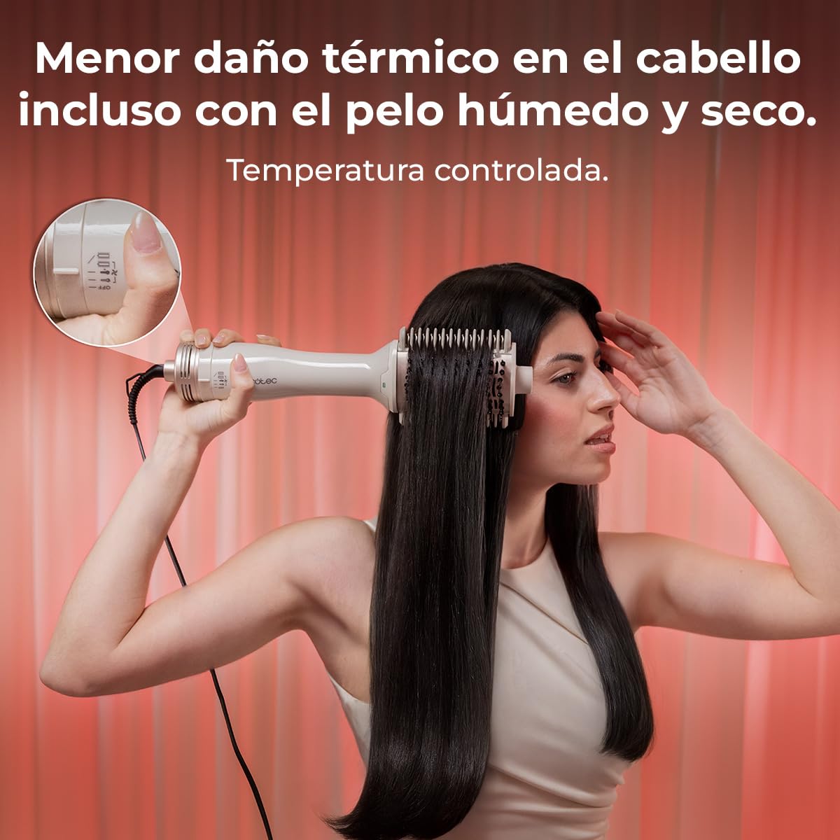 Cecotec Cepillo de Aire Placas Calefactoras Air DryBold. 1200W, Seca, Alisa, Moldea, Da Volumen y Desenreda, Generador de Iones, Temperaturas Controladas, Cabello Húmedo y Seco, 3 Modos, Punta Fría