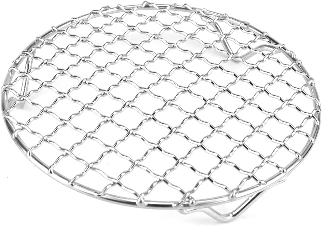 Round Cooking Rack, Stainless Steel Cross Wire Barbecue Grill Net Racks with Legs for Camping Picnic Barbecue (13CM), Silver