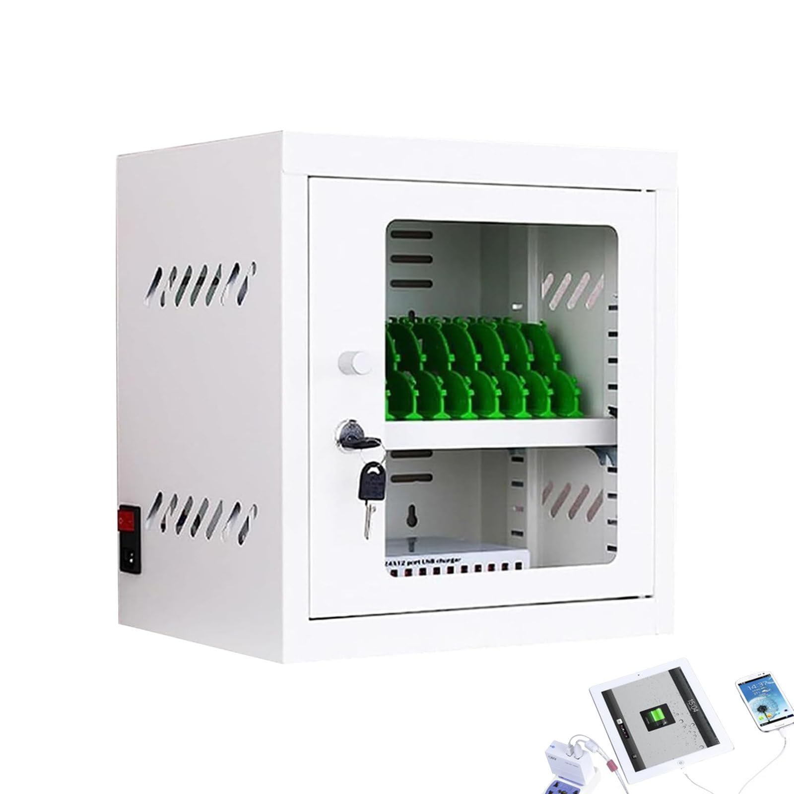 Mobile Phone Charging Cabinet, 6-60 Slot Device Mobile Charging Station Lockers for Schools, Factory, Offices - Cell Phone Charging Stations,12 Slots