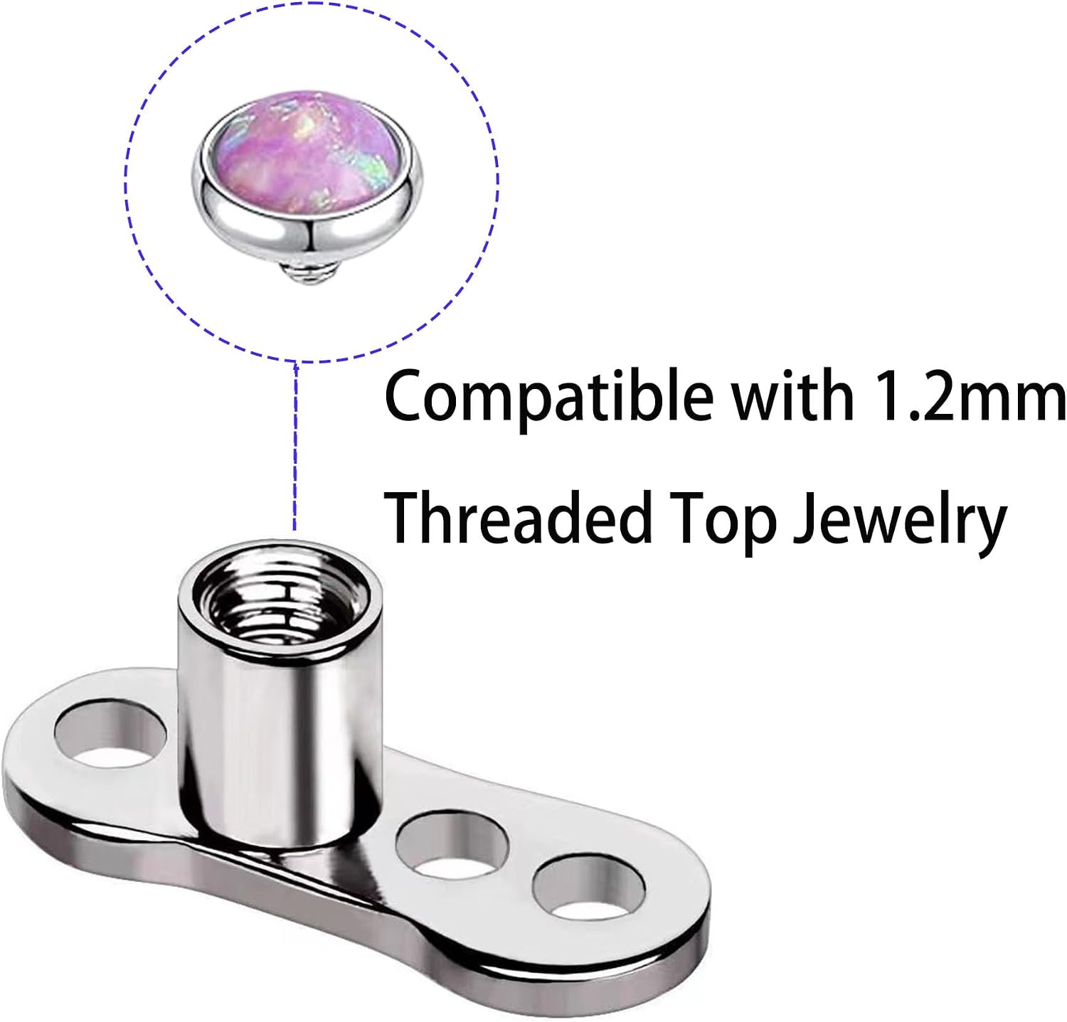 Titanium Dermal Base Piercing Replacement for Dermal Piercing Jewelry, 14 Gauge, F136 Grade, 5 Pack