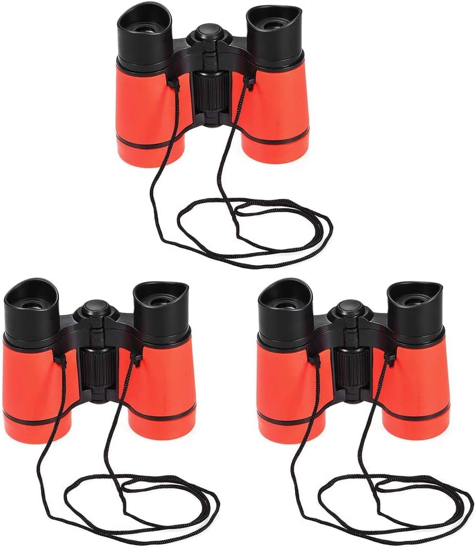 XYWHPGV Toy Binoculars 3pcs 4X30 Folding Binoculars Compact Red Shockproof with Neck Strap for Bird Watching Hiking Camping (D8310 3EE1A BBD8E 8B423 40A72 E