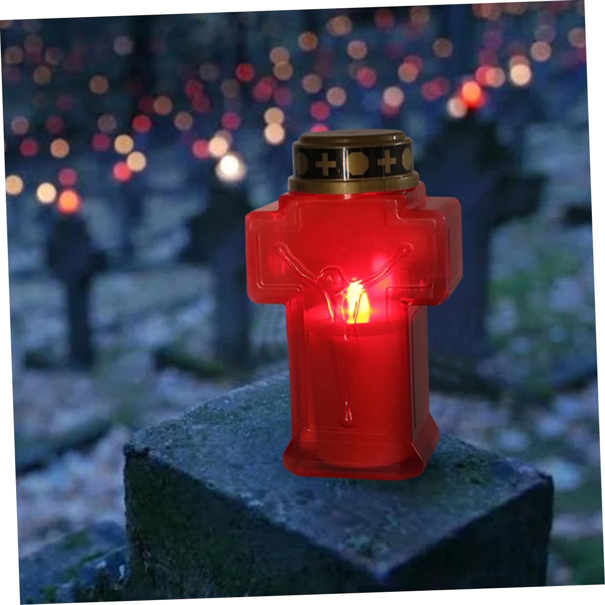 NUOBESTY 6 Stück Teiliges Flammenlose Elektrische Kreuz Kerzenlampen Wetterfeste Garten Dekoration Batteriebetriebene LED Grablicht für Friedvolle Außenbereiche