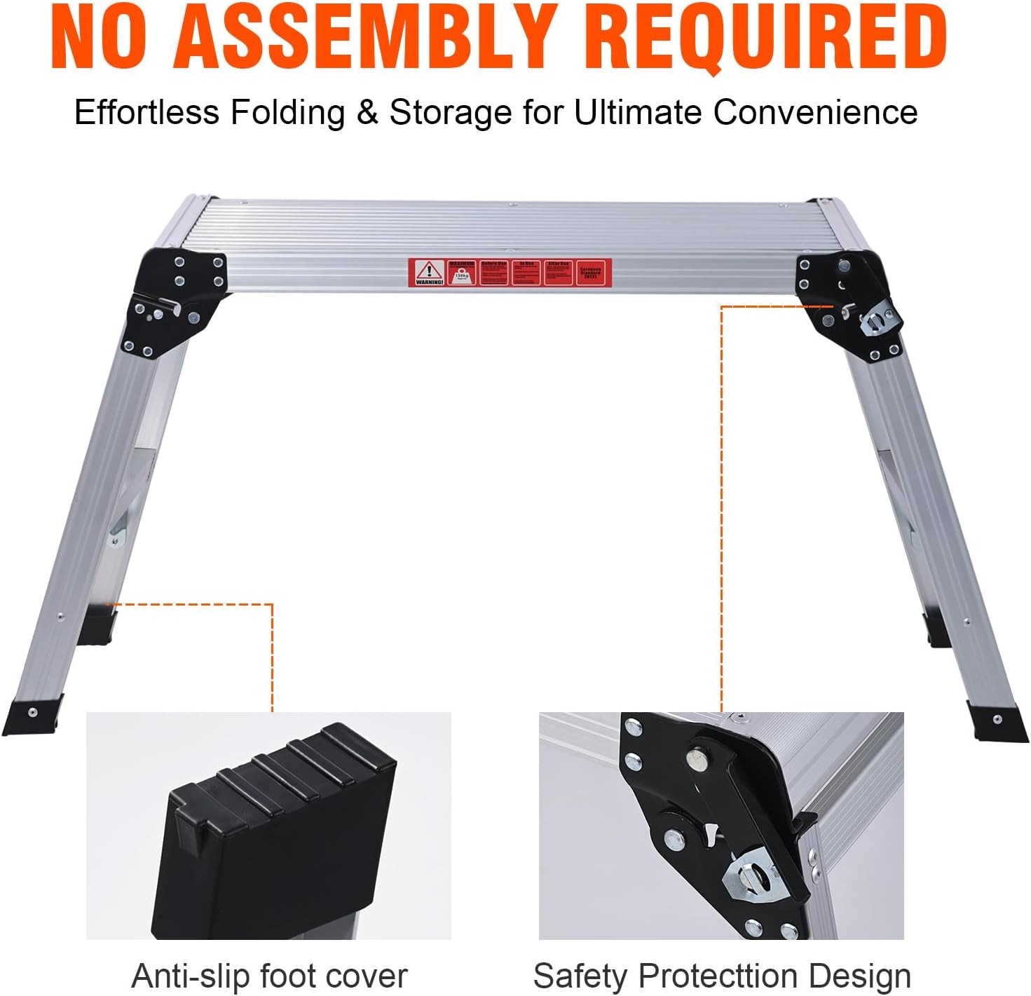 Aluminum Folding Work Platform,30L x12W x20H Step Stool for Adults, Work Bench with Non-Slip Mats, 330 Lbs Capacity, Portable Bench Step Ladders for Washing Vehicles, Home, Garage, Garden, Rv Step