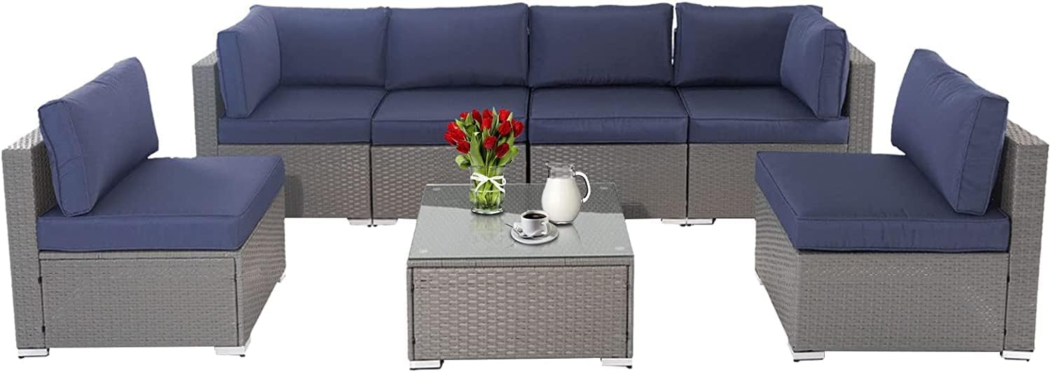 Oakcloud 7Piece Outdoor Patio Furniture Sofa Set Grey