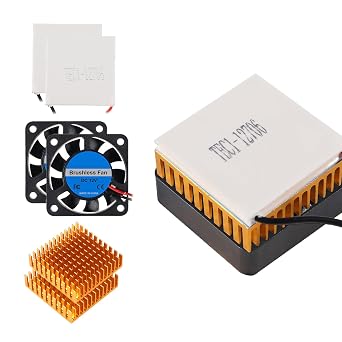 2PCS TEC1-12706 Thermoelectric Cooler Cooling Peltier Plate Module 12V 6A 60W Thermoelectric Peltier Cooler + 2PCS 4010 3D Printer Fan with 2PCS Heatsink 40 x 40mm