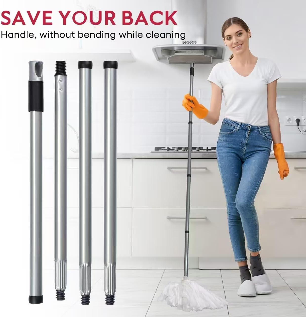 Matthew Cleaning Non-Woven Commercial Disposable Mop,Universal Headband,Super Absorbent,Stainless Steel Spin 54" Handle w/Swivel Hang Cap for Easy Storage(3 Mop Heads w/1 Handle)