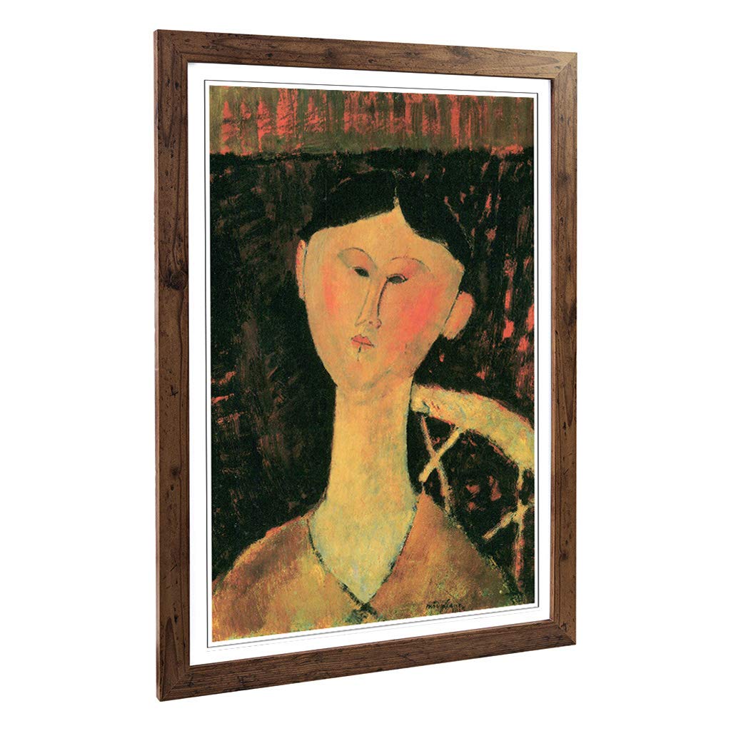 Big Box Art Framed Print of Amedeo Modigliani Bildnis Beatrice Hastings Design | Wall Art Picture | Home Decor for Kitchen, Living Room, Bedroom, Hallway, Walnut, A2 / 24.5x18 Inch / 62x45cm