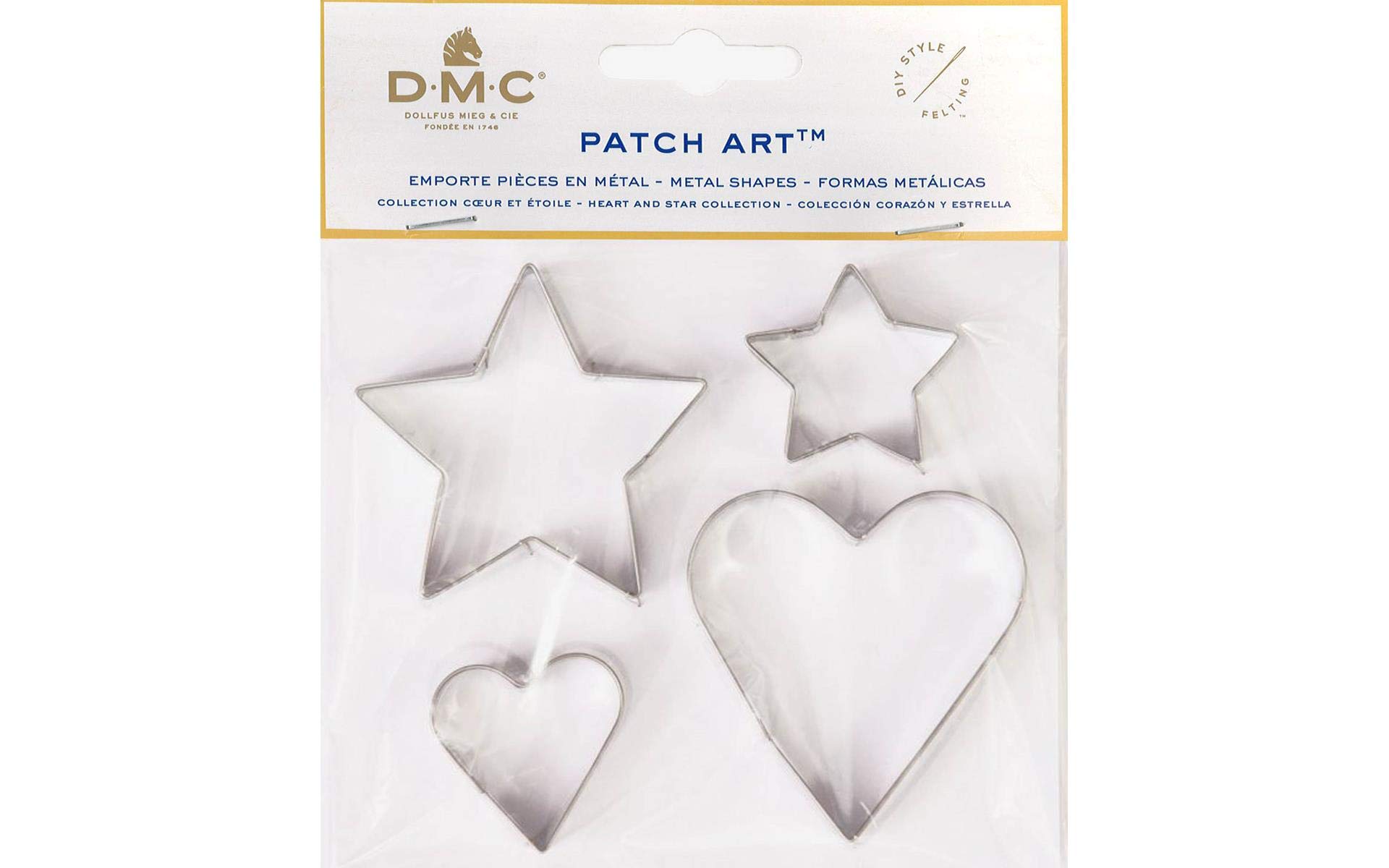 Patch Art DMC emporte-pièces cœur et étoile pour découpe textile nette