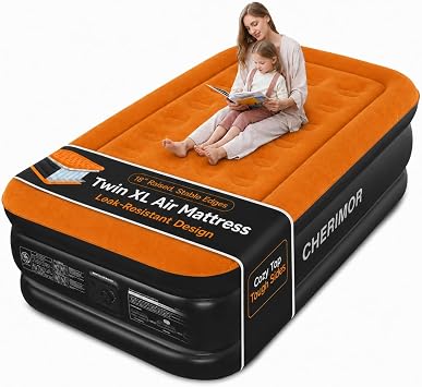 CHERIMOR Twin XL Air Mattress with Built-in Pump, 80" Extra Long Raised