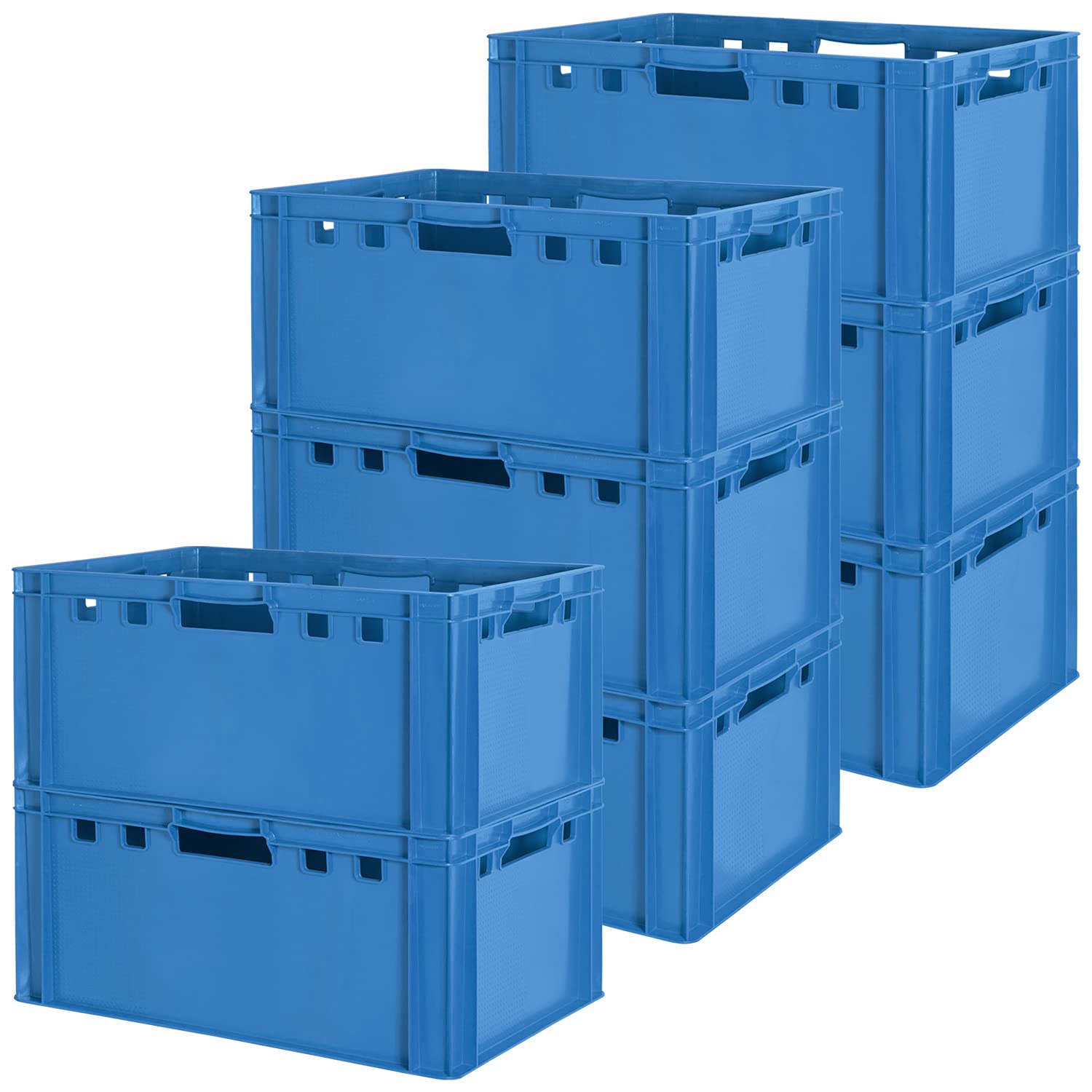8x Euro Apilamiento de Plástico Caja Industrial Euro Caja Almacenamiento Eurobox E3 Azul Kingpower
