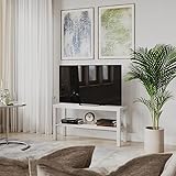 URBNLIVING 2 Tier TV Bench Entertainment Media Stand Cabinet Wooden Storage Display Unit Center Shelf, Modern TV Console Table for Living Room Bedroom - White, H45cm x W90cm x D30cm - Image 2