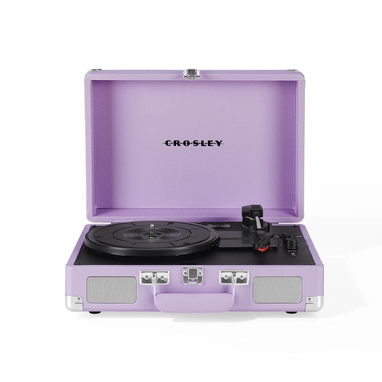 Crosley Cruiser Plus Portable Turntable - Bluetooth Record Player, 3-Speed Suitcase Vinyl Player, Home Turntables for Vinyl Records, Built in Stereo Speakers & Bluetooth Receiver, AUX Input, Lavender