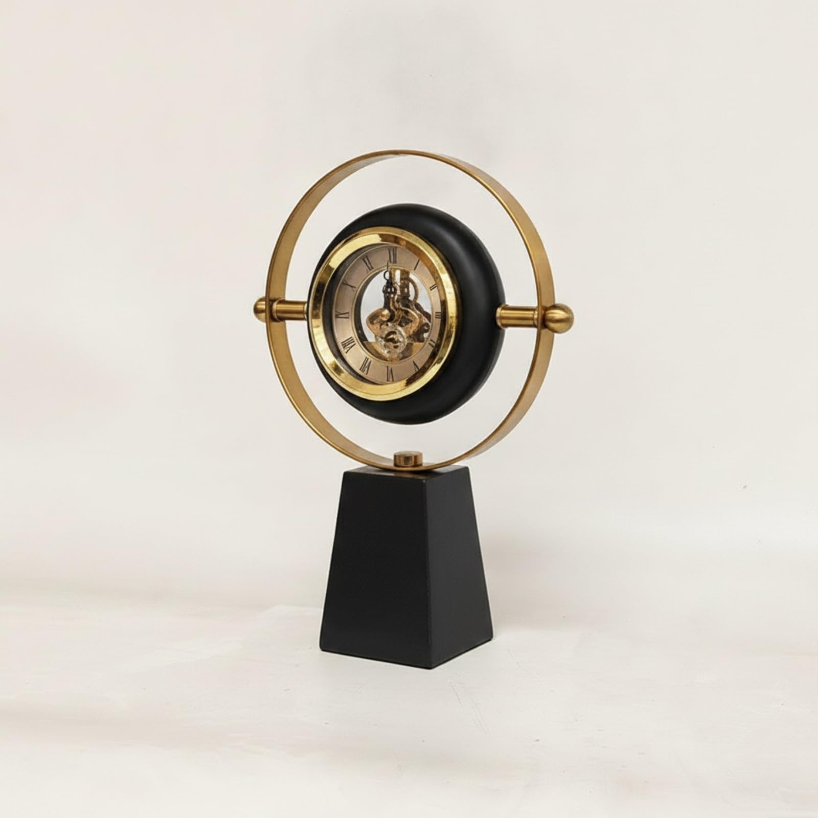 Dekouhr mit Goldrahmen modern Tischuhr mit Metallsockel elegant Analoge Standuhr für Ästheten, Sammler, Schreibtisch, Wohnzimmer, Kamin