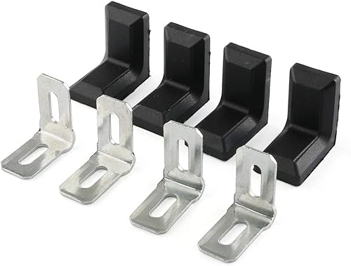Miniatura 2 de E-outstanding 20 piezas de 90 grados en forma de L soporte de esquina de metal negro con cubierta de plástico y 40 piezas de tornillos M4x16mm