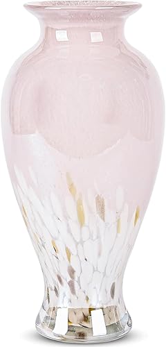 Miniatura 9 de Jarrón de vidrio turquesa de 11.8 pulgadas de alto, hermoso jarrón de vidrio soplado a mano, arte moderno, decoración del hogar, jarrones coloridos