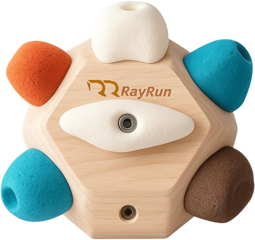 Finger Climbing Ball, Finger Strength and Flexibility Training Ball,Natural Oak, 18 Resin Real Holds，Suitable for Rock Climber Enthusiasts, Climbing Gifts