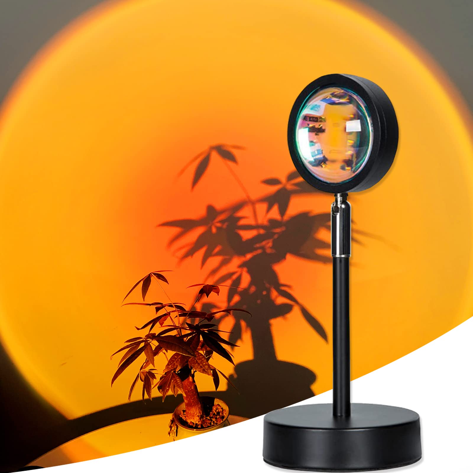 Lámpara de proyección de puesta de sol Proyector LED Luz Lámpara de proyección romántica, soporte de piso moderno, decoración de fotografía (rojo atardecer)
