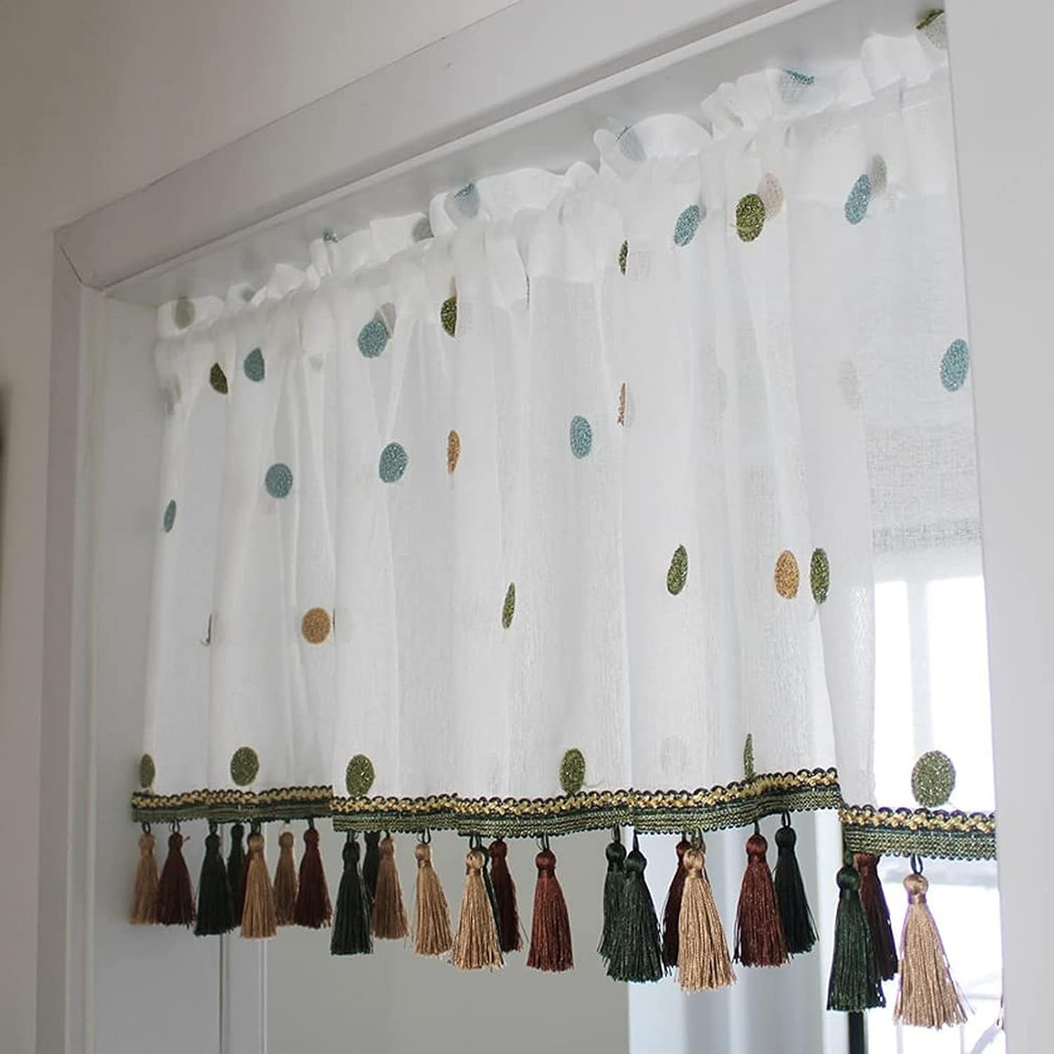 Short Curtains, Blackout Curtains, Curtain Transparent Kitchen Sheer Voile Short Curtain Embroidery Light Filtering Sheer Window Curtain Panel for 1Pc,200x130cm Home Kitchen Decor Short Curtain (150