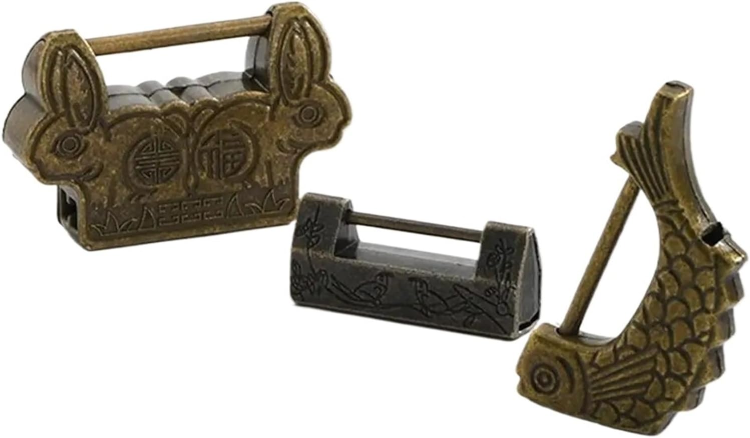 Old Style Lock with Key Retro Padlock Decorative Small Lock Head for Wooden Box Jewelry Storage Box 1Pcs(9)