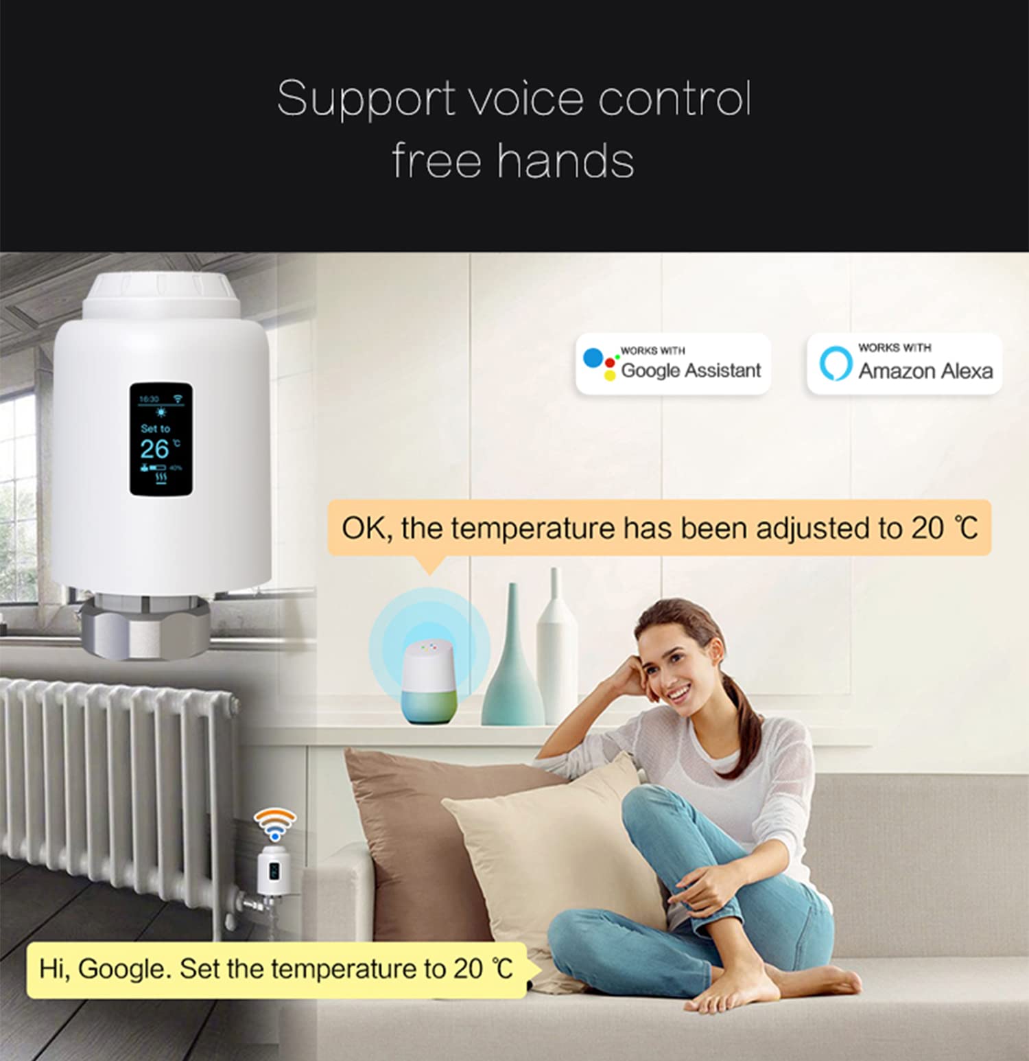 Inteligentny siłownik grzejnika WiFi Wifi bezpośredni programowalny termostatyczny zawór grzejnika wsparcie alexa googlehome
