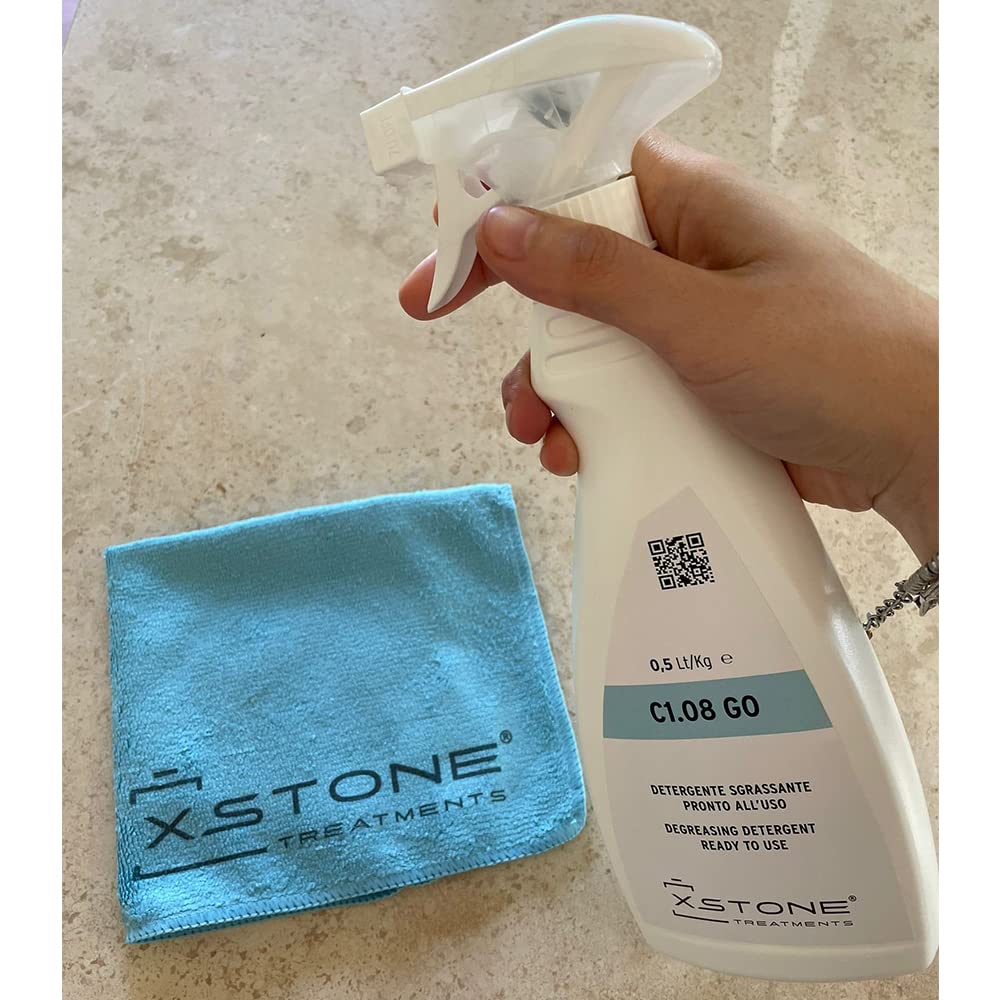 Detergente SGRASSANTE pronto alluso per PULIZIA PROFONDA DI TOP CUCINA/BAGNO, TAVOLI in pietra naturale ecc. Pack 3 x SPRAY da 0,5 Litri