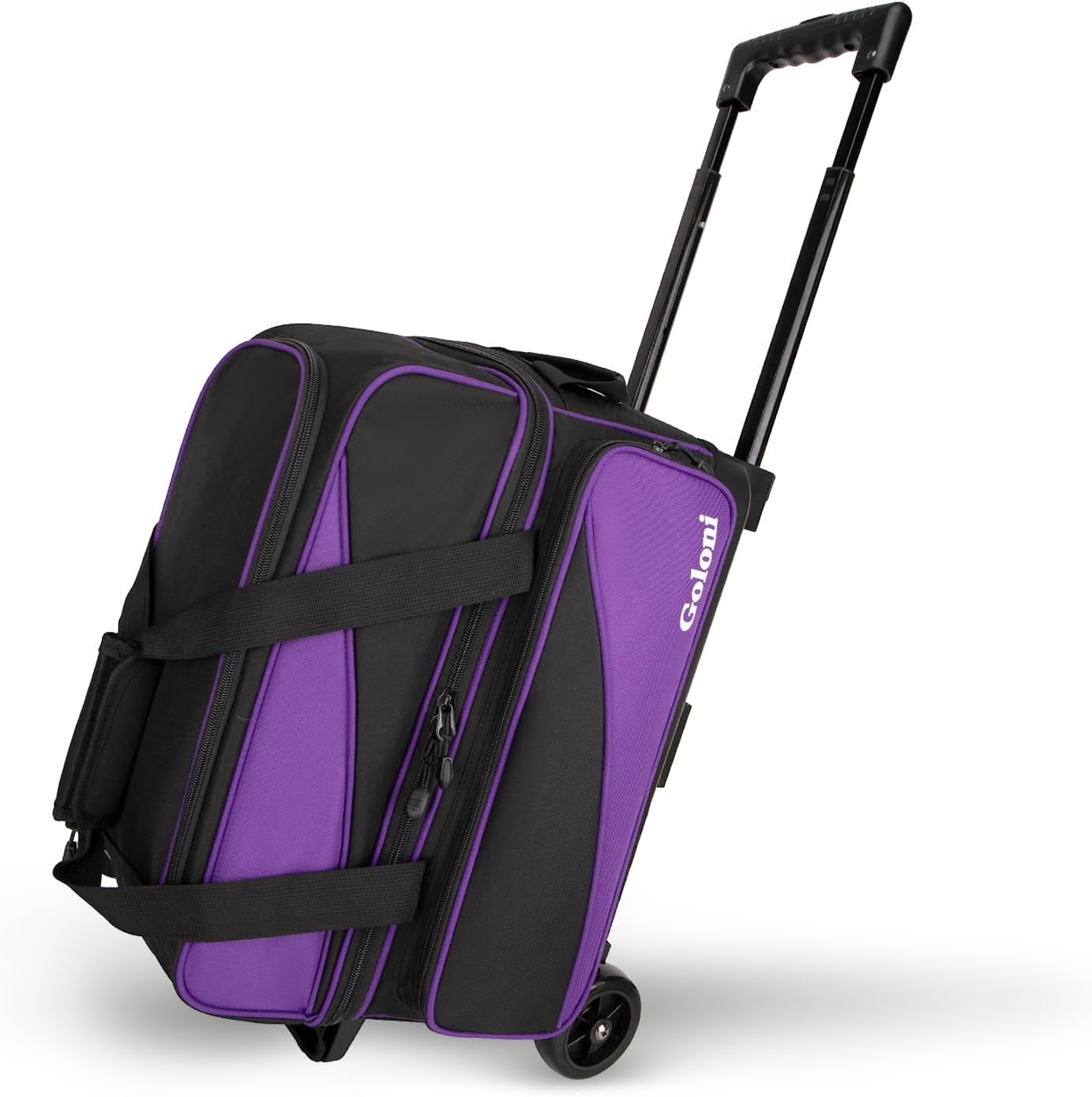 Goloni 3 Ball Bowling Bag with Wheels, 2+1 Double Roller Bowling Bag with Shoe Compartment,Tote Bag for Bowling Accessories