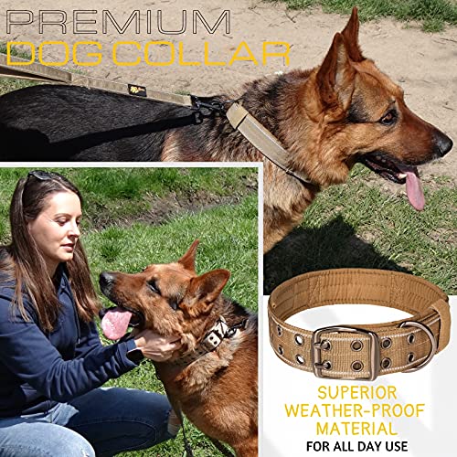 ADITYNA Heavy Duty Dog Collar with Handle Reflective Brown Dog Collar