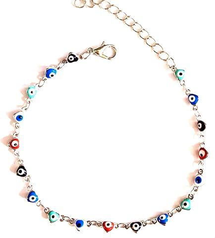 Bracelet de cheville œil turc chaîne cœur nazar Faruodis femme été