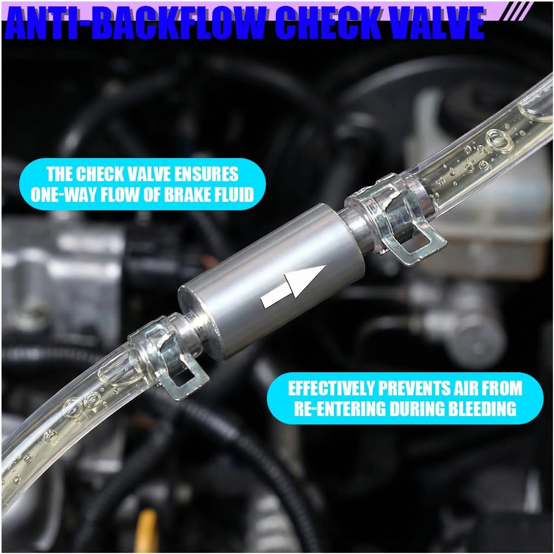 Craedli Brake Bleeder Hose Kit with One Way Check Valve, Universal Brake Fluid Bleeder Kit for Car Motorcyle Clutch, One-Person Brakes Bleeding Tool for Hydraulic Brakes System(4PCS)