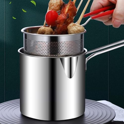 Miniatura 2 de 1 juego de olla profunda de acero inoxidable con cesta para freír olla de cocina de acero inoxidable para calentamiento rápido, diseño ergonómico