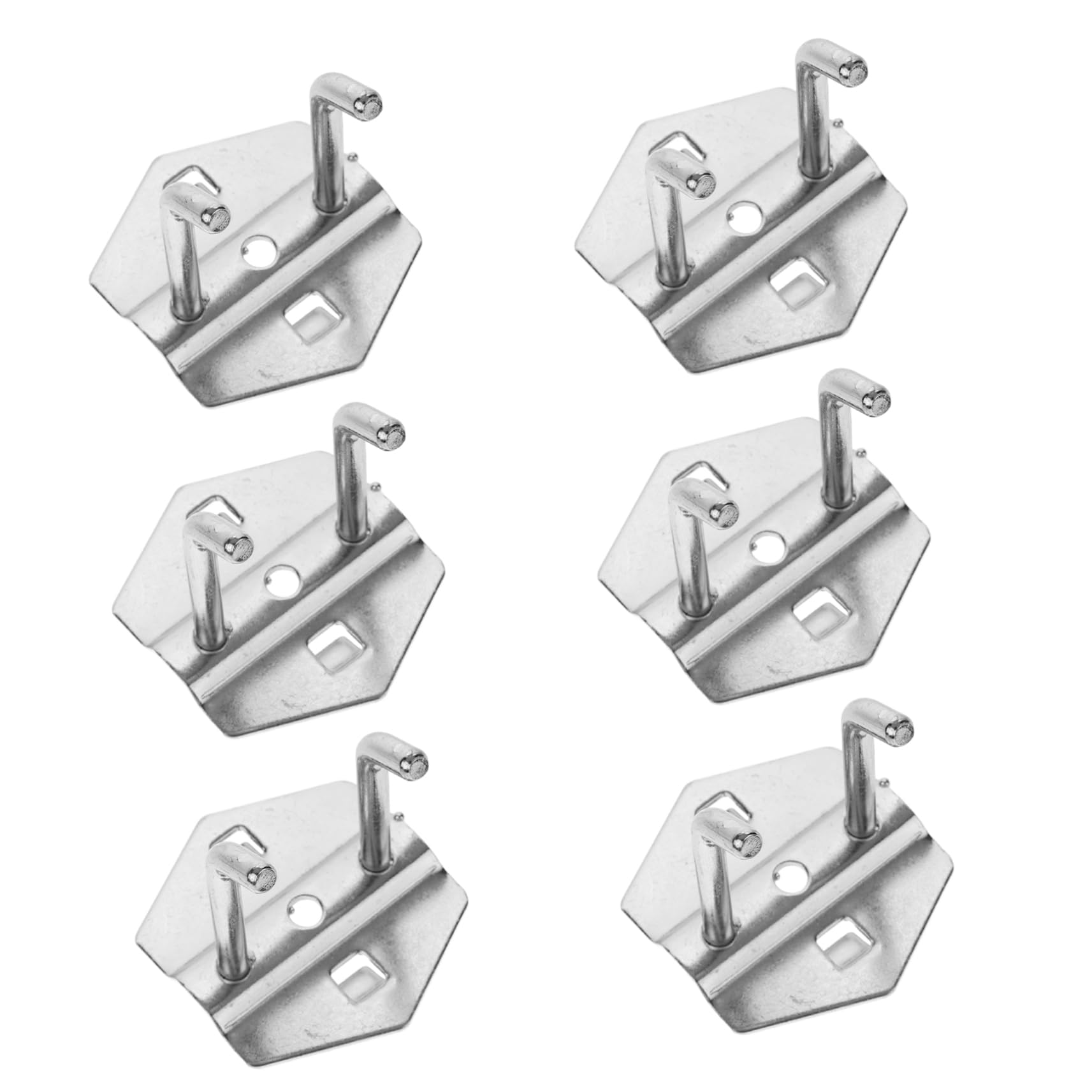 Ganci Doppi per Pannello Forato 6 Pezzi in Ferro per Garage | Argento, Portata 30kg, Installazione Semplice, per Chiavi e Gioielli, Accessori per Casa