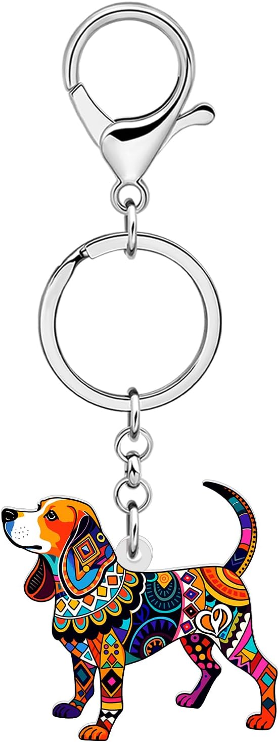 DUOWEI Acrylic Boho Beagle Dog Keychain Beagle Gifts for Women Mom Dog Lovers, Animal Key Chain Wallet Bag Charm Accessories image 3