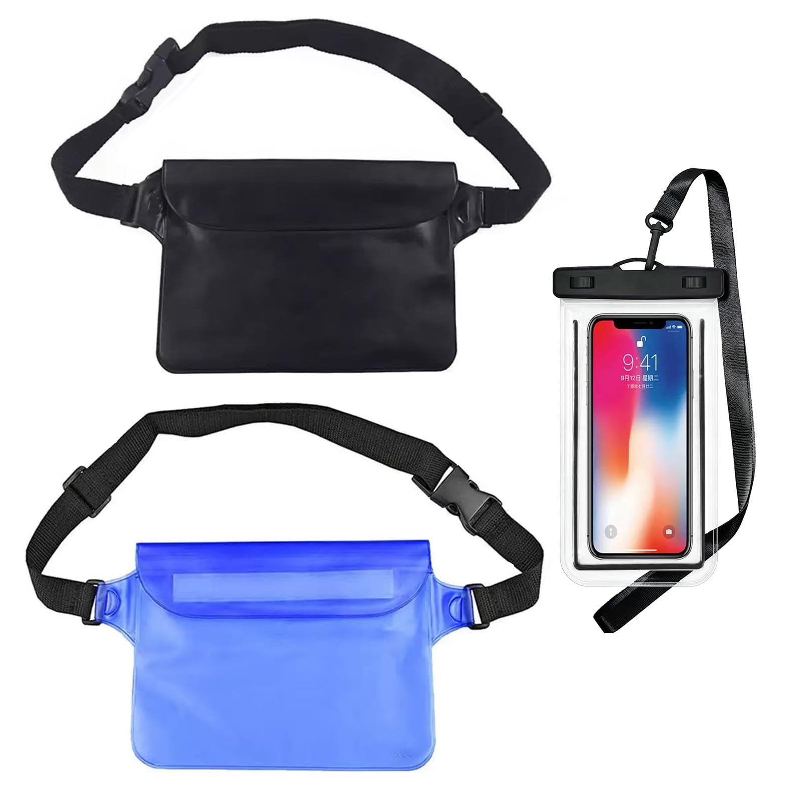 3 Bolsas Impermeables para Proteger Teléfonos Móviles, Tarjetas, iPad y Dinero en Efectivo del Agua, Adecuado para Deportes Acuáticos, Rafting, Natación, Snorkel, Kayak, Pesca
