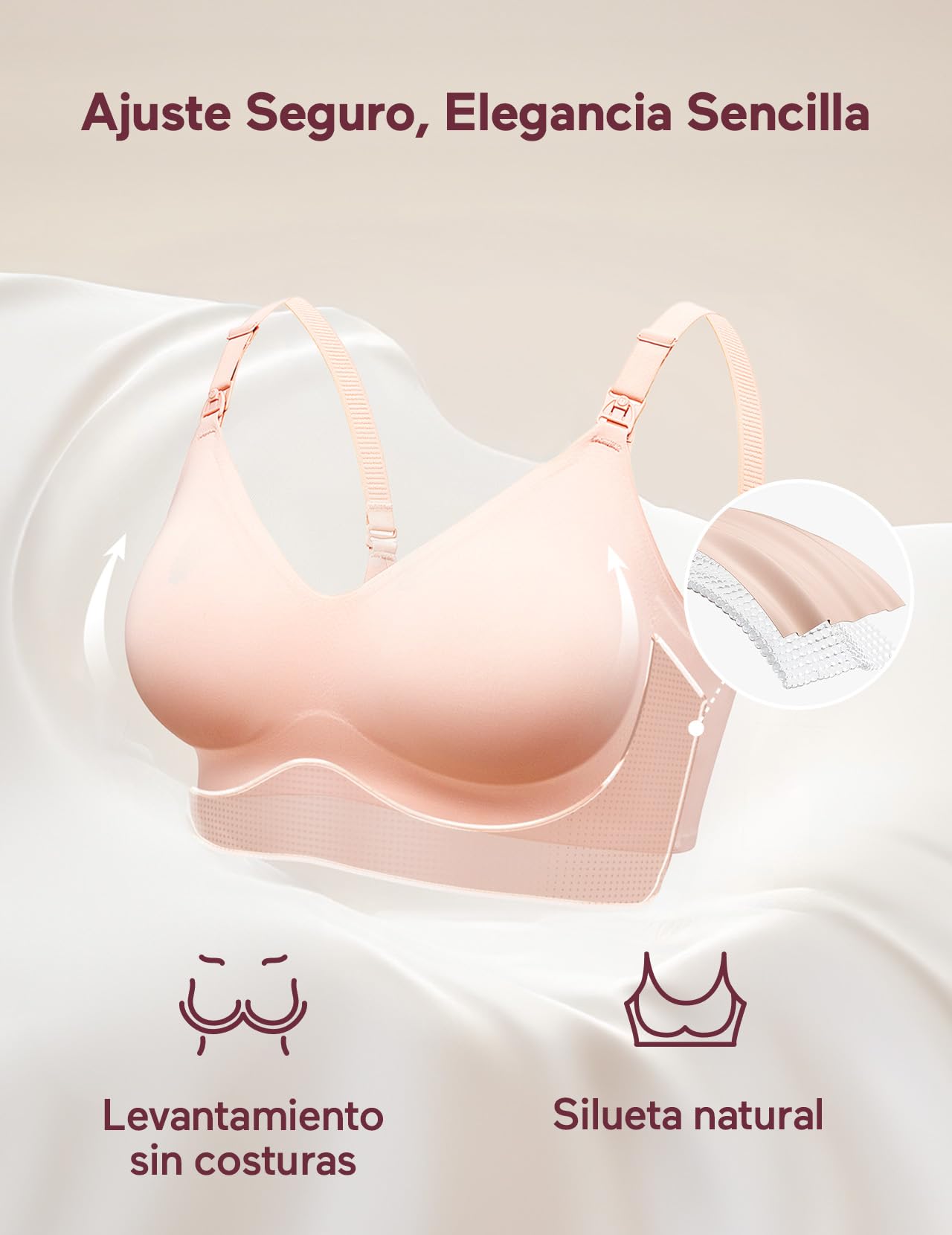 momcozy Sujetador de Lactancia sin Aros, Sujetador cómodo sin Costuras, Acolchado de Forma Natural, Suave para Dormir de Maternidad