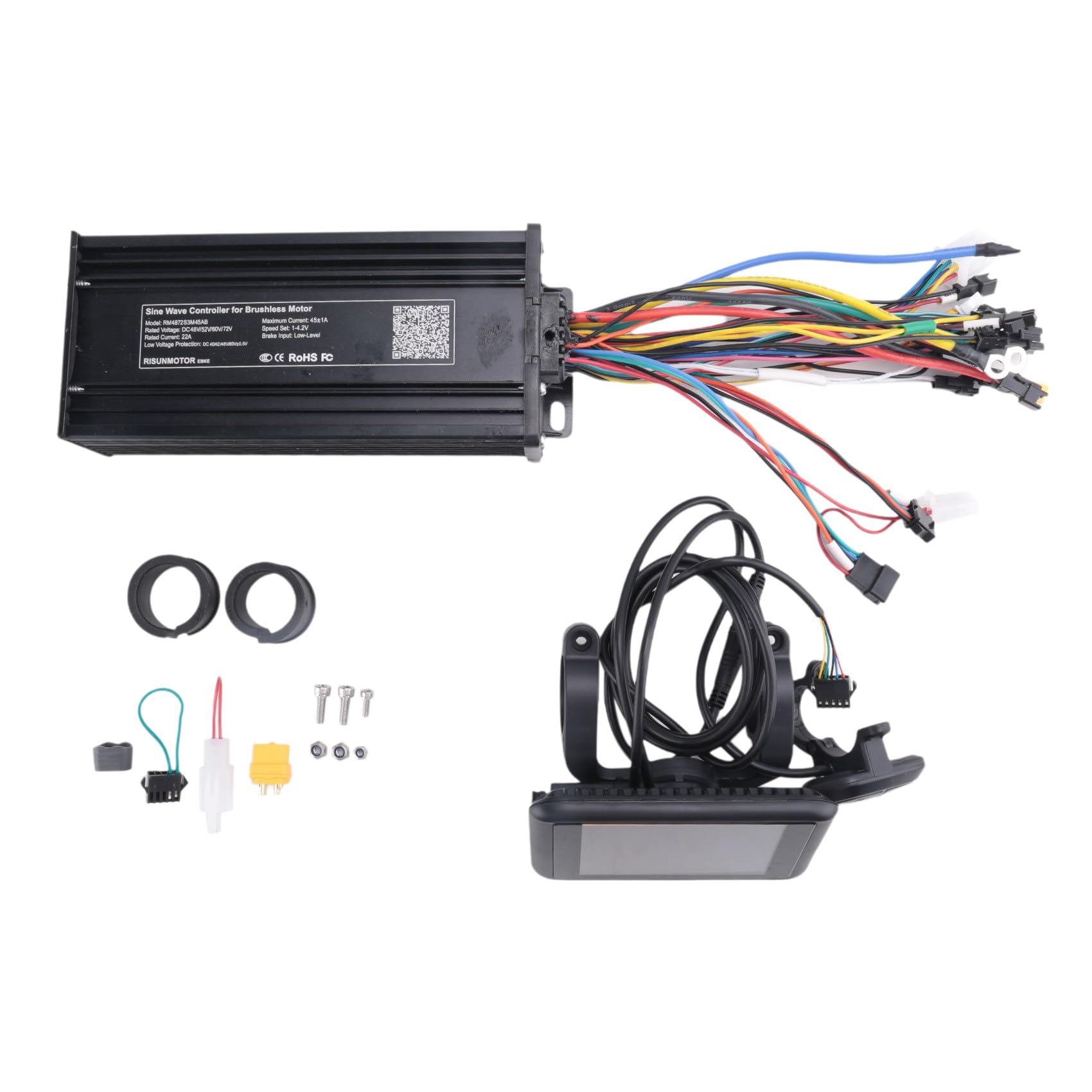 ZYCARI Sine Wave Ebike Controller Sine Wave Ebike Controller Kit Controller Plastic Parts 48V 52V 60V 72V 1500W-3000W 45A 3-Mode with Colorful LCD Display UKC-1