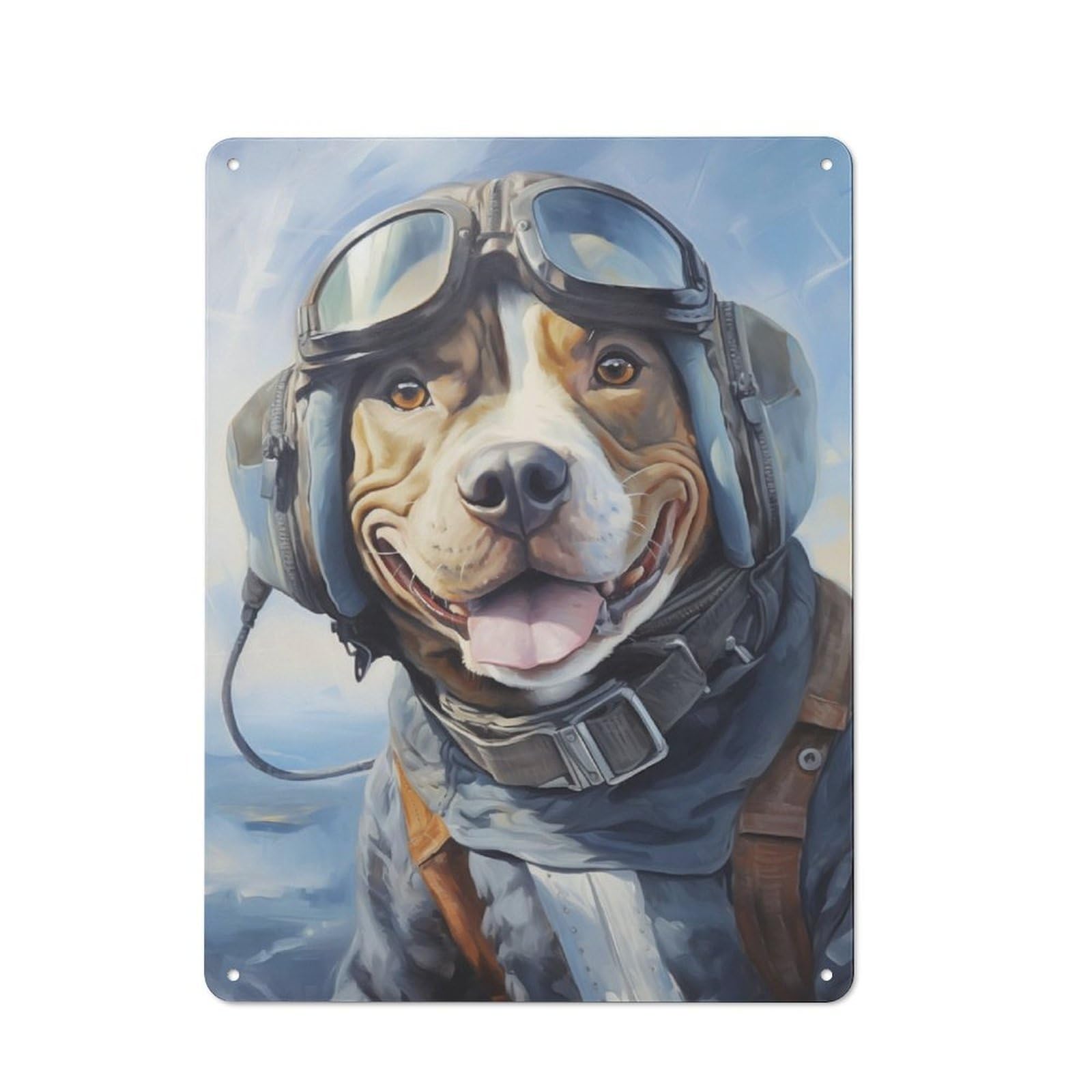 Junmoney Pitbull Pilot Metal Sign 40X30cm With For Pub Or Café, Retro Decor, For Cooler-Month Interiors With Retro Character