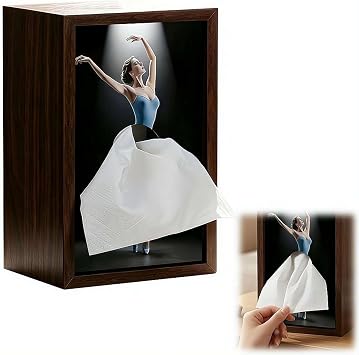 Ballet Dancer Tissue Box, Elegant Ballerina Creative Tissue Box, Ballerina Wood Skirt Napkin Dispenser, Elegant Wooden TissueCover Holder, Flying Skirt TissueBox, for Home Office Bedroom Bathroom