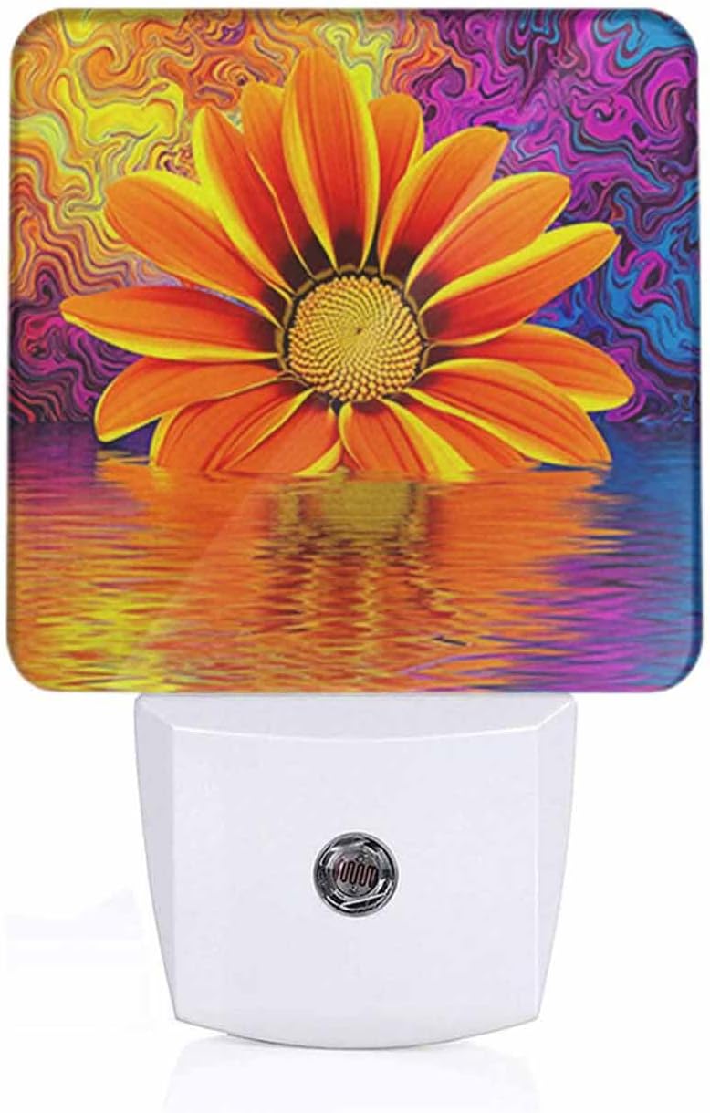 Abstract Sunflower LED Night Lights Plug into Wall Summer Yellow Sunflower 0.5W Plug in Night Light, Dusk to Dawn, Bright Nightlight Auto On/Off, for Room Bedroom Bathroom