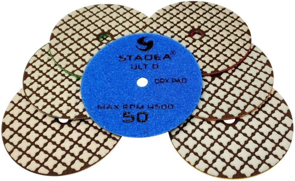 stone concrete diamond polishing pads - 4 Inch Dry Discs Set For Marble Granite by STADEA