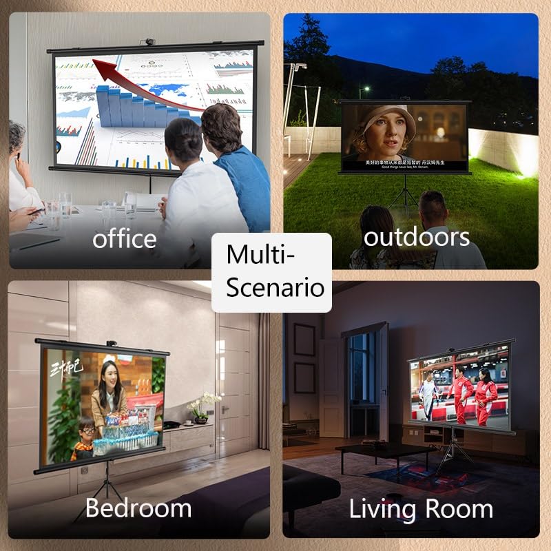 Pantalla proyector manual 72" 16:9 doble cara 4K HD miniatura 6
