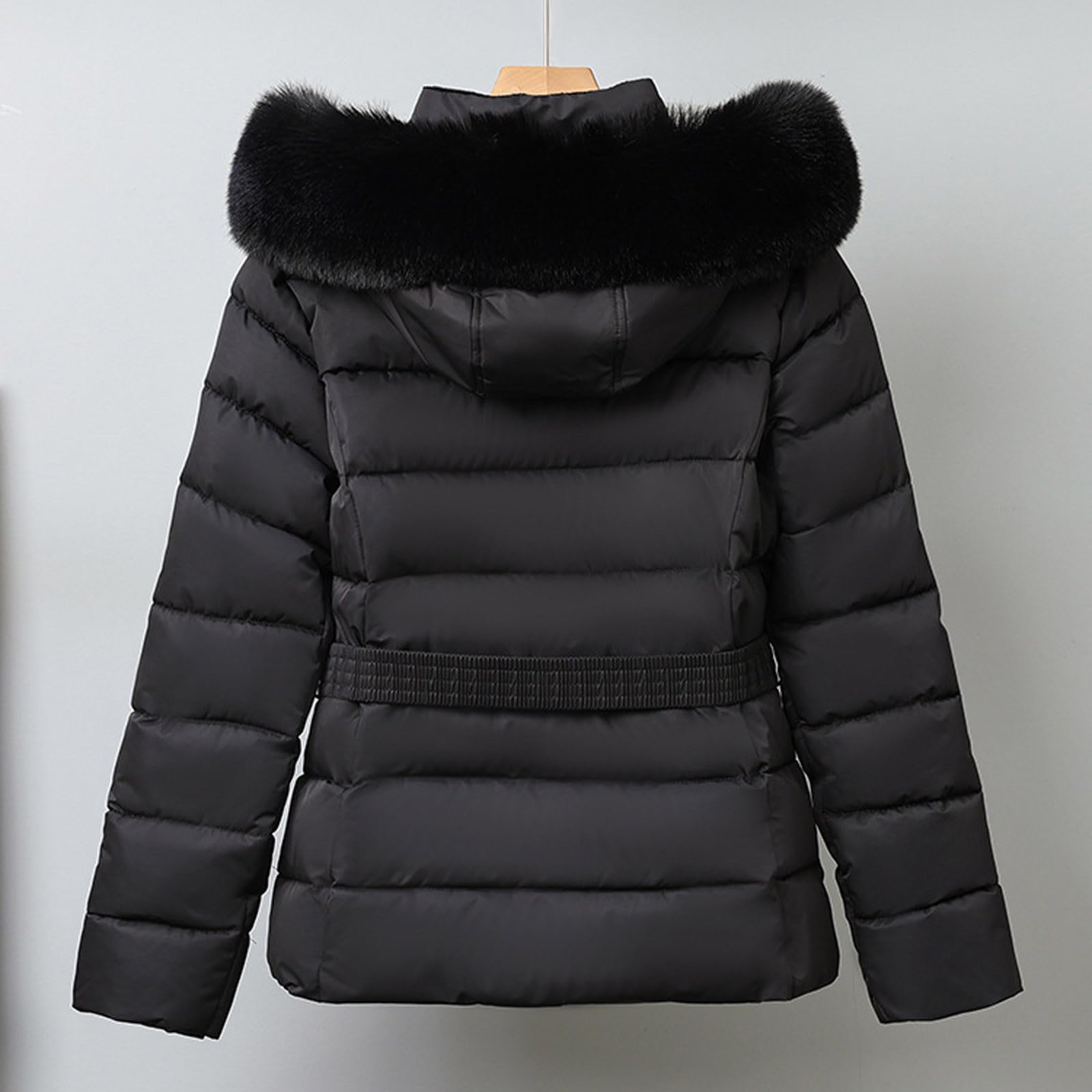 Chaqueta Mujer Abrigo Entretiempo Invierno Cazadora Plumiferos，Abrigo corto acolchado térmico con capucha sintética chaqueta cortavientos desmontable para clima frío femenina elegante y cálida