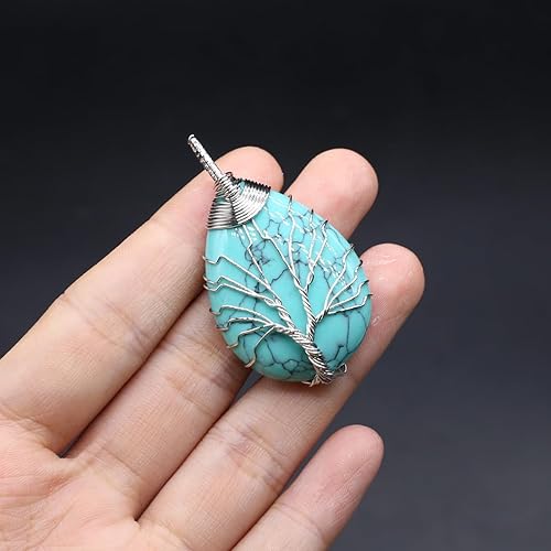 Miniatura 3 de 4 colgantes de piedra natural con forma de gota de agua al azar, cristal curativo, ágata de árbol de la vida, dijes para hacer joyas, collares,