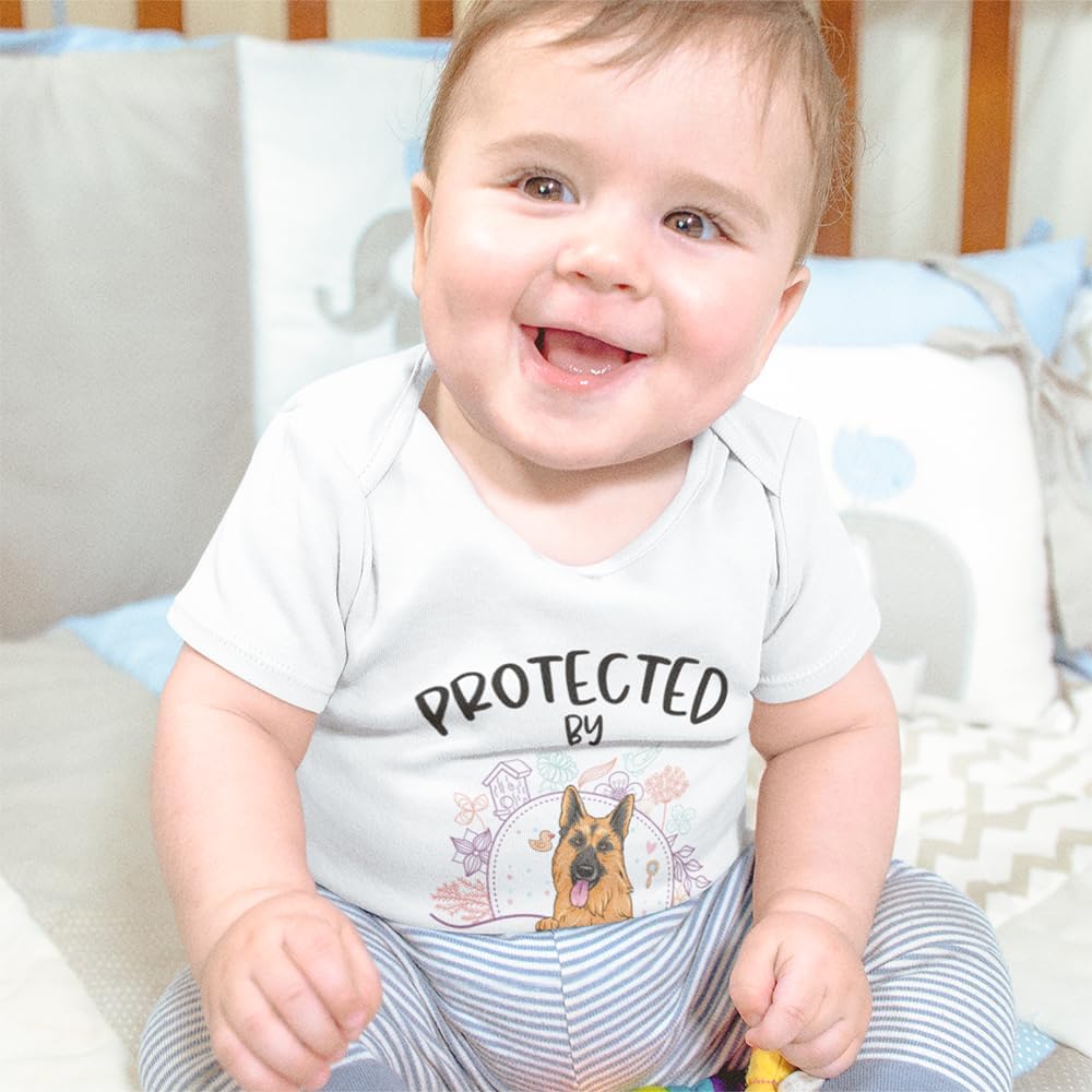 Gossby Custom Baby Onesie - Baby Boy, Girl Bodysuit with Dog Design, Name - Newborn, Baby, New Parents Gift - 0-24 Months