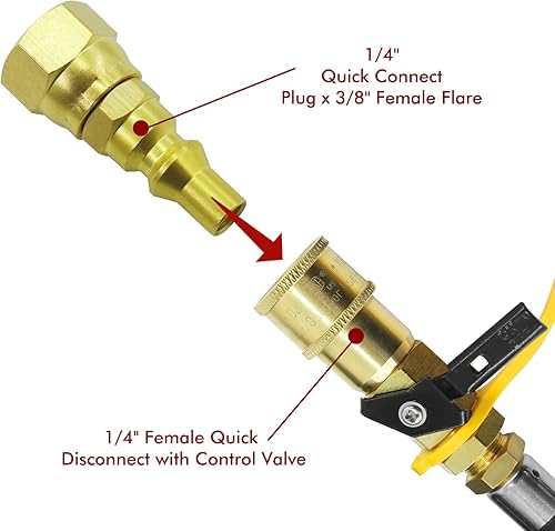 Miniatura 2 de MENSI Nueva parrilla de barbacoa de gas propano, dispositivo calentador de 1/4 "tecla rápida para conectar tu RV de baja presión de conexión rápida
